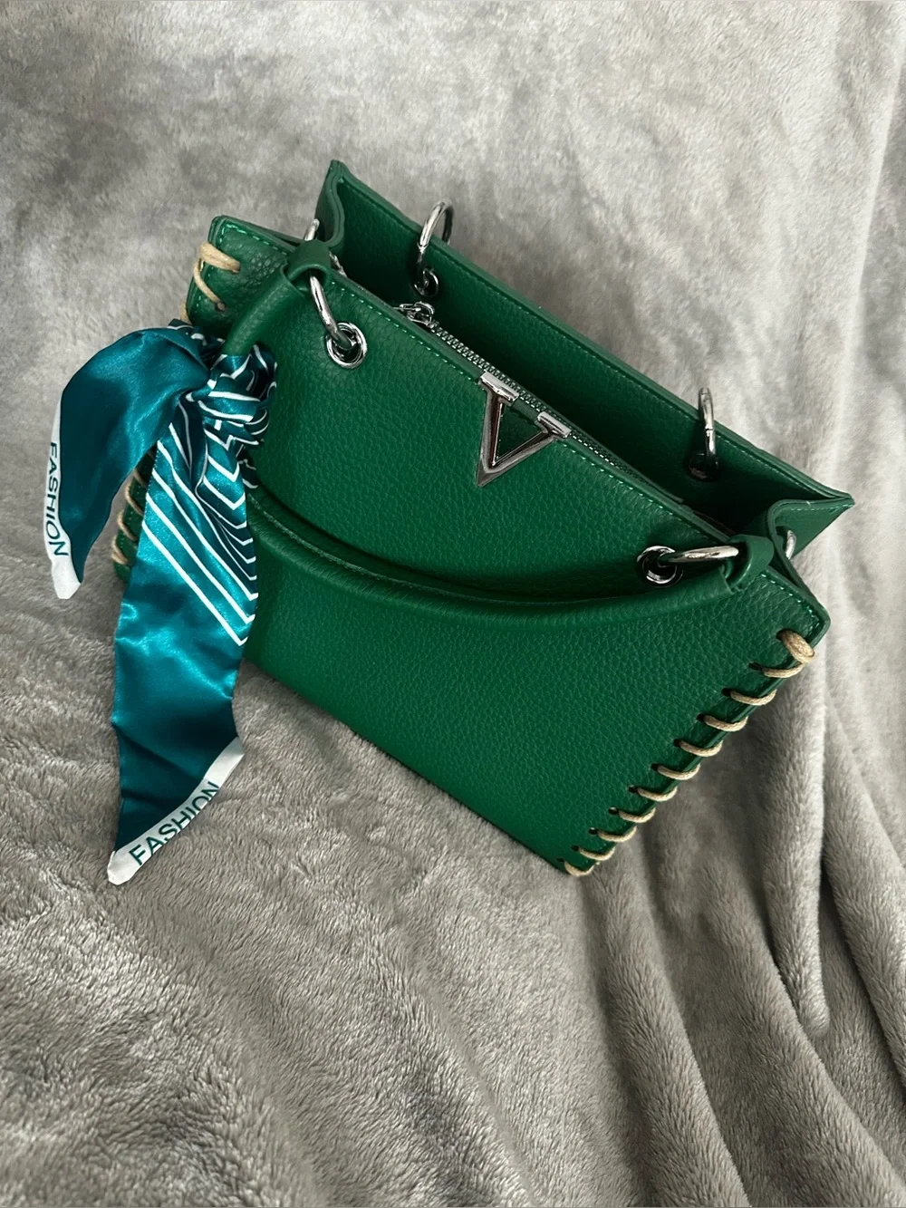 New Three Piece Green Tote, Crossbody & Wallet Set